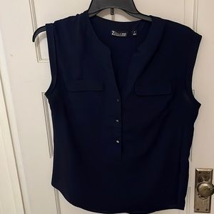 Navy blue sleeveless blouse